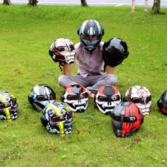 新款个性摩托车头盔SOMAN515钢铁侠揭面盔 复古式骷髅哈雷头盔