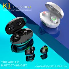 跨境新款K1无线蓝牙耳机5.0双入耳式 大容量充电仓带数显厂家批发