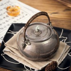 银友紫皮平丸纯银999烧水煮茶银壶纯手工一张打家用茶壶 